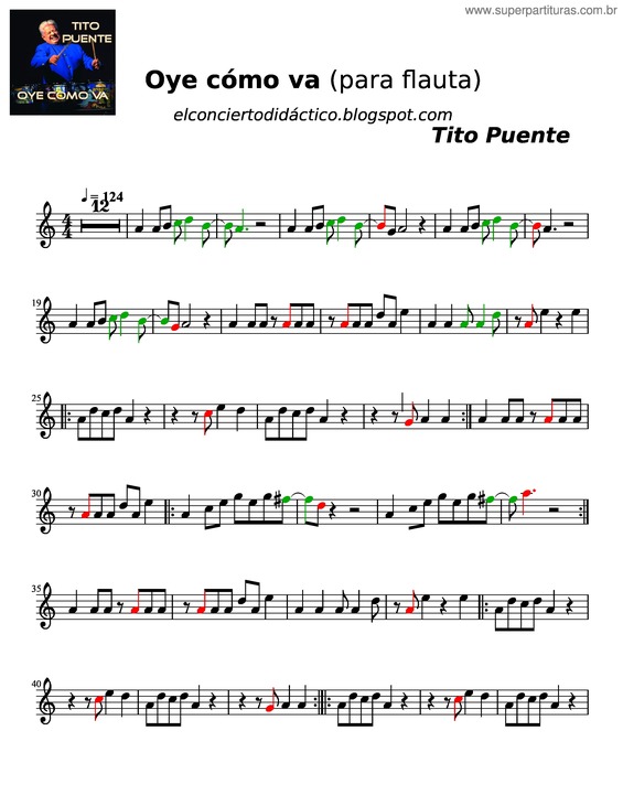 Partitura da música Oye Como Va Para Flauta