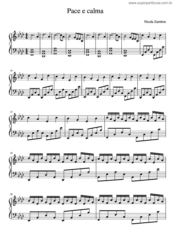 Partitura da música Pace E Calma