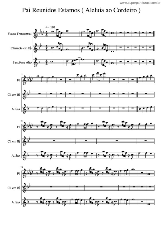 Partitura da música Pai Reunidos Estamos