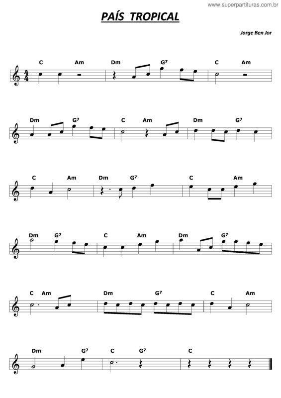 Partitura da música País Tropical v.3