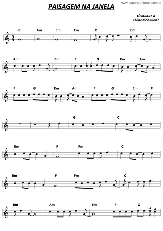 Partitura da música Paisagem Na Janela v.3