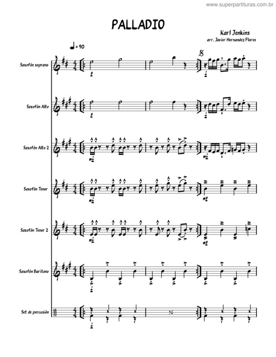 Partitura da música Palladio Sexteto De Saxofones