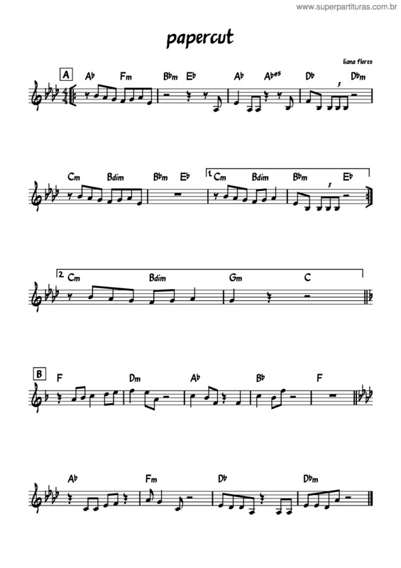 Partitura da música Papercut