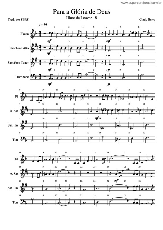 Partitura da música Para A Glória De Deus v.2