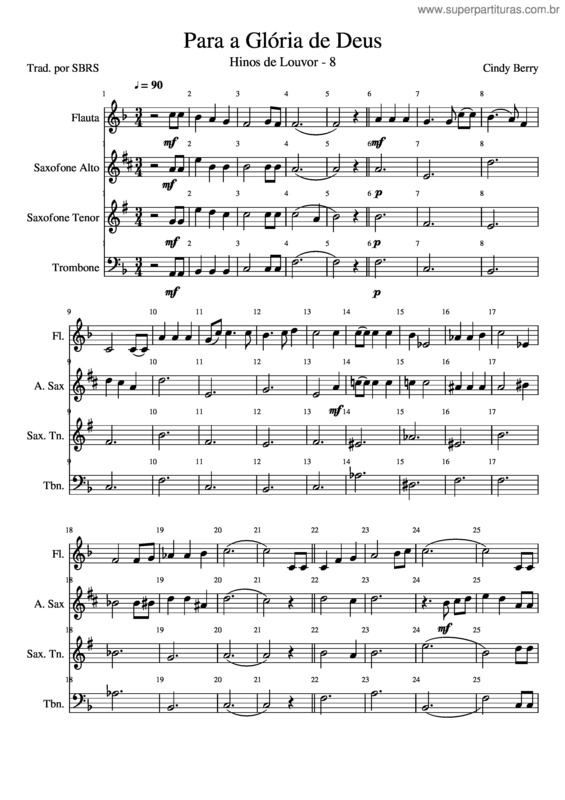 Partitura da música Para A Glória De Deus