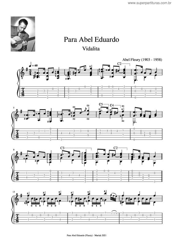 Partitura da música Para Abel Eduardo, Vidalita v.2