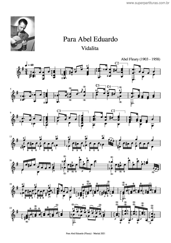 Partitura da música Para Abel Eduardo, Vidalita