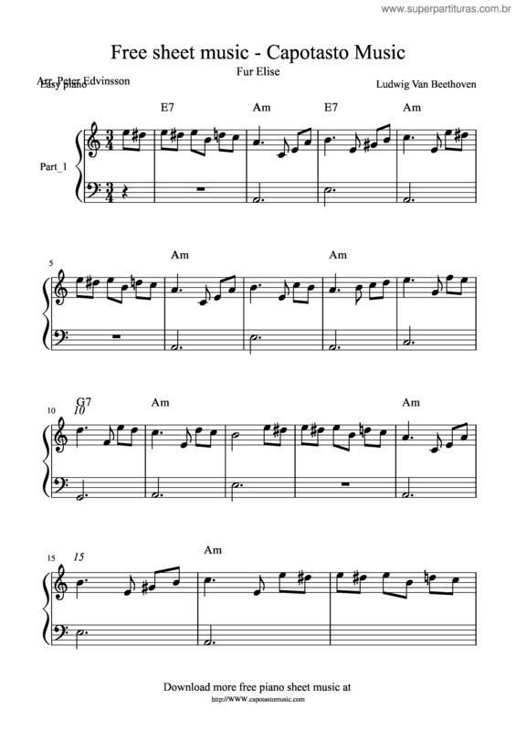 Partitura da música Para Elisa v.3