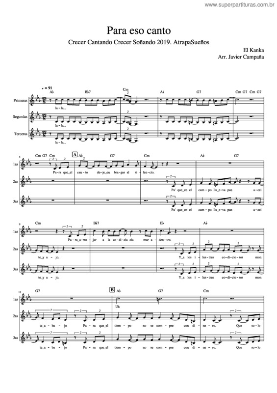 Partitura da música Para Eso Canto