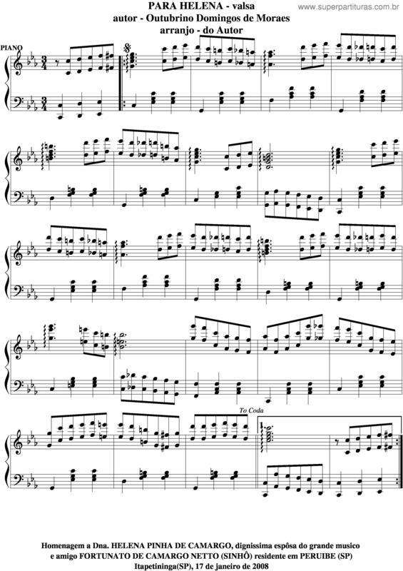 Partitura da música Para Helena v.5