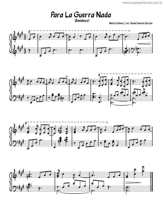 Partitura da música Para La Guerra Nada v.2