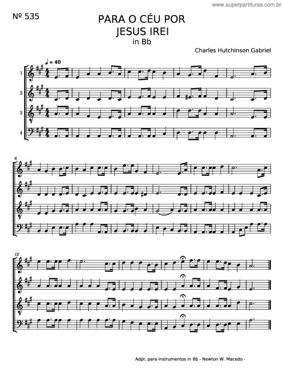 Partitura da música Para O Céu Por Jesus Irei v.4