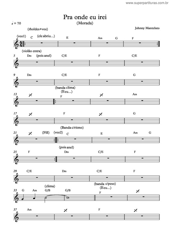 Partitura da música Para Onde Eu Irei v.5