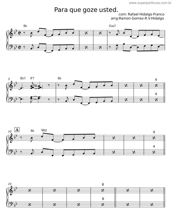 Partitura da música Para Que Goze Usted