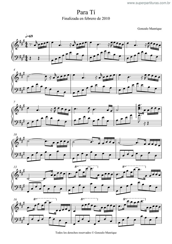 Partitura da música Para Tí