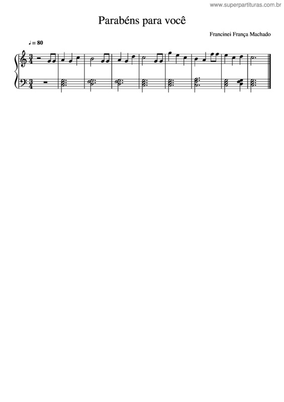 Partitura da música Parabéns Para Você v.3