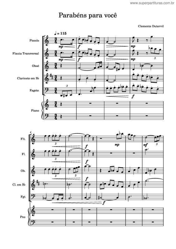 Partitura da música Parabéns Para Você v.4