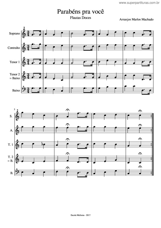 Partitura da música Parabéns Pra Você v.14