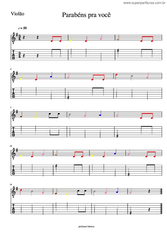 Partitura da música Parabéns Pra Você v.15