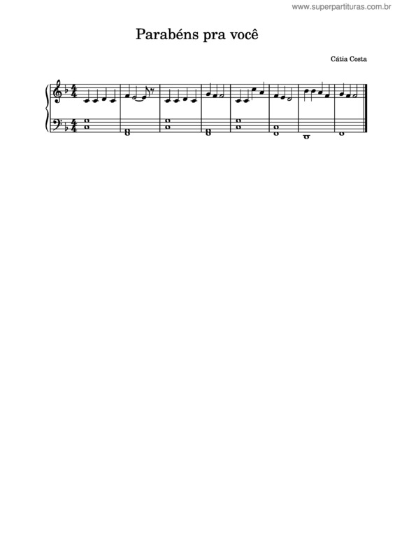 Partitura da música Parabéns Pra Você v.24