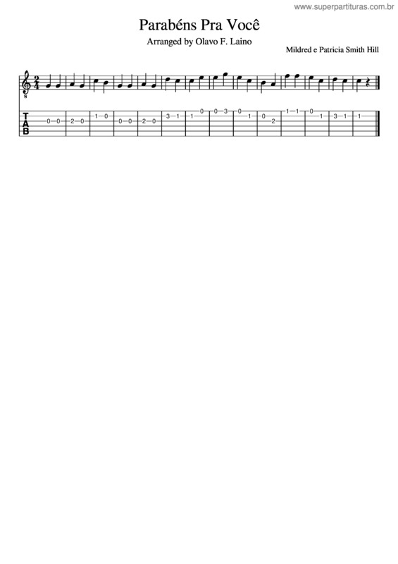 Partitura da música Parabéns Pra Você v.26