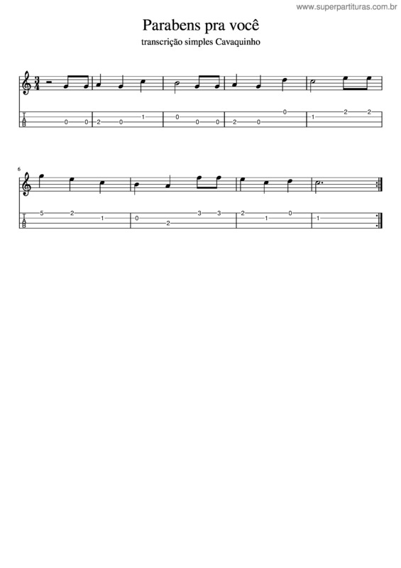 Partitura da música Parabéns Pra Você v.31