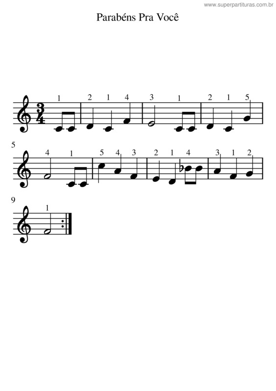 Partitura da música Parabéns Pra Você v.32