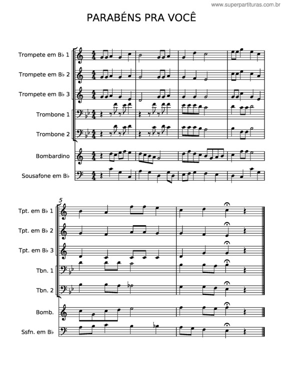 Partitura da música Parabéns Pra Você v.34