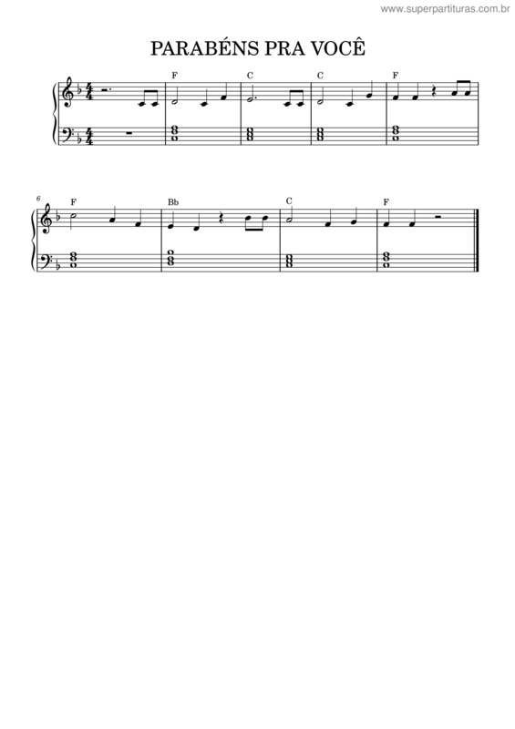 Partitura da música Parabéns Pra Você v.35