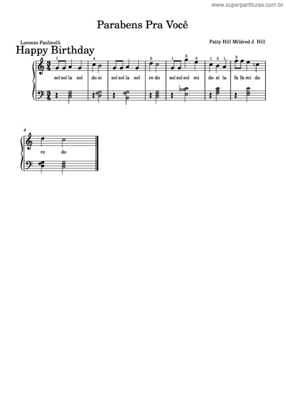 Partitura da música Parabéns Pra Você v.36