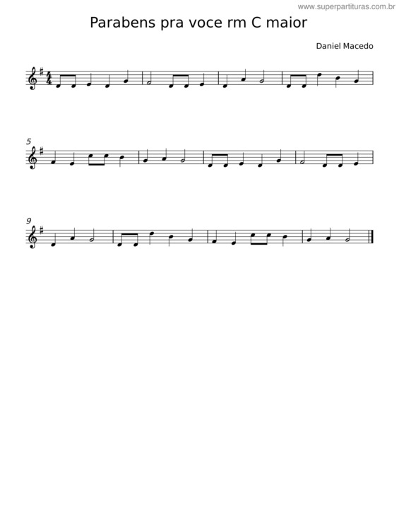 Partitura da música Parabéns Pra Você v.37