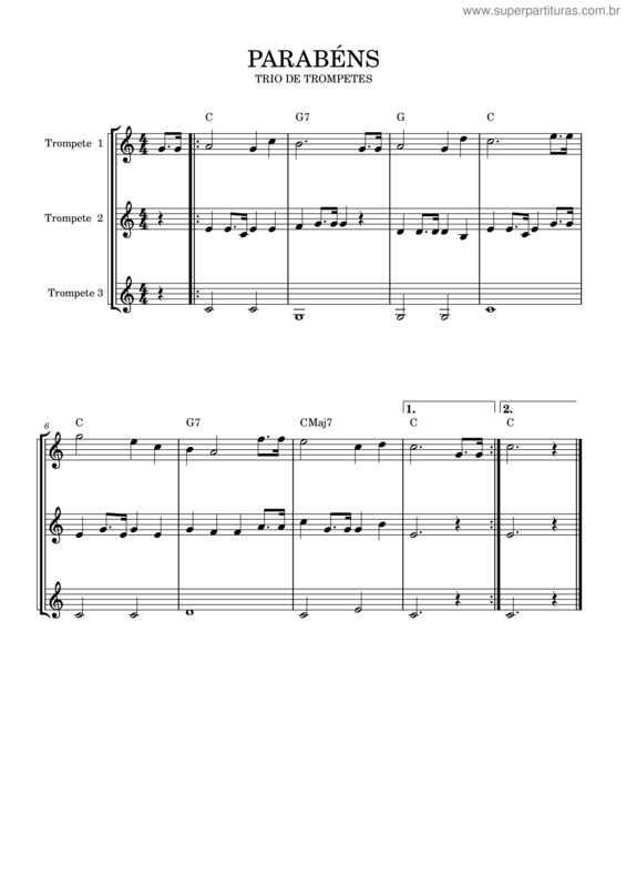 Partitura da música Parabéns Pra Você v.44