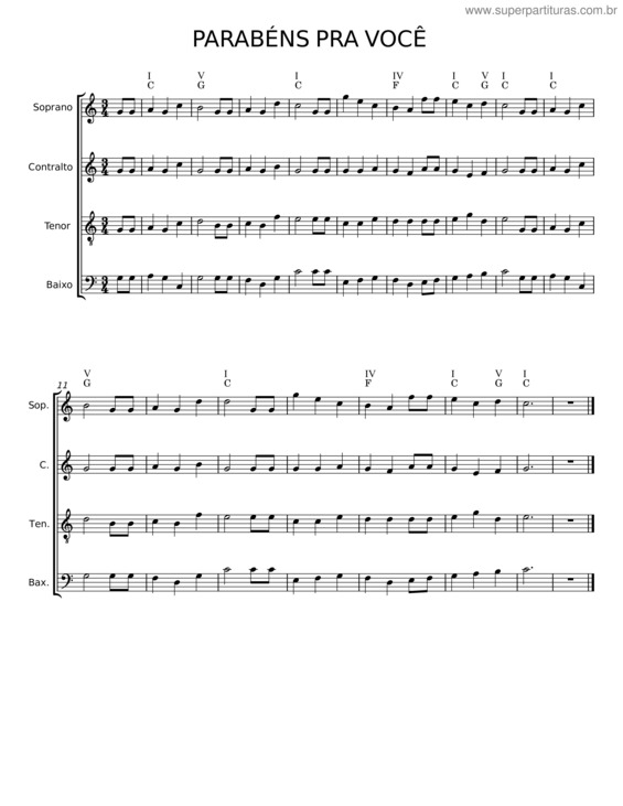 Partitura da música Parabéns Pra Você v.45