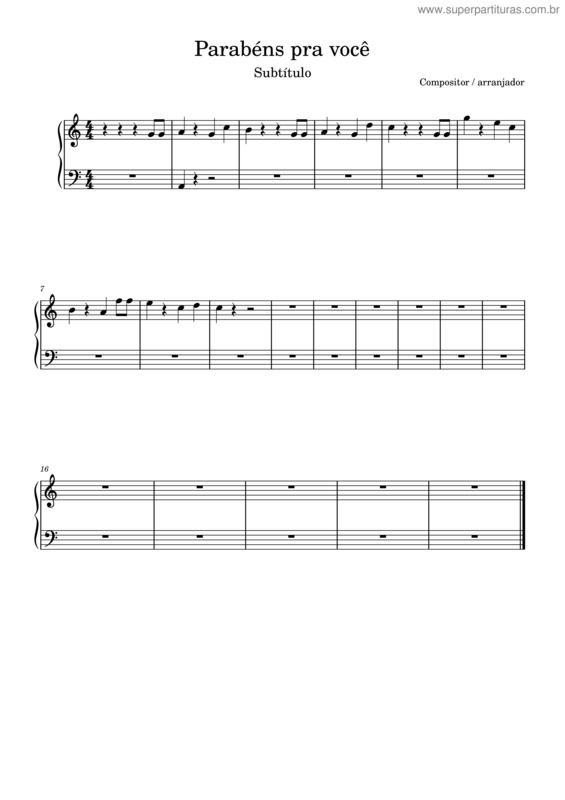 Partitura da música Parabéns Pra Você v.48