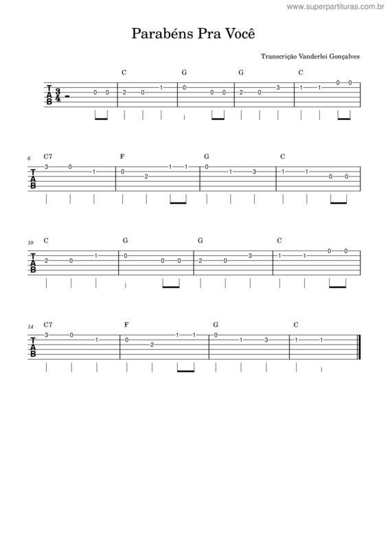 Partitura da música Parabéns Pra Você v.49