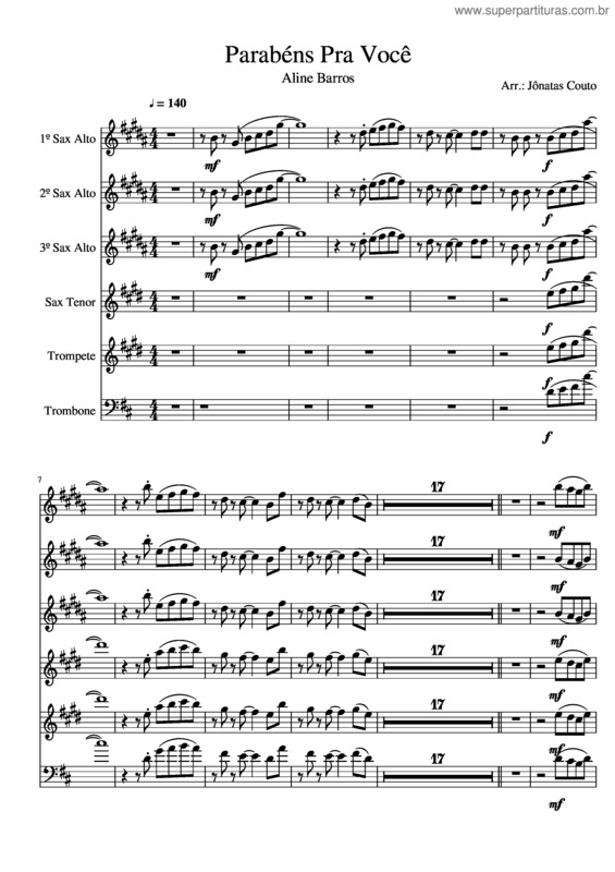 Partitura da música Parabéns Pra Você v.9