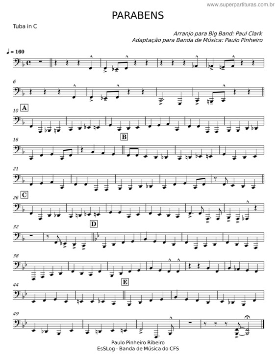 Partitura da música Parabéns v.11