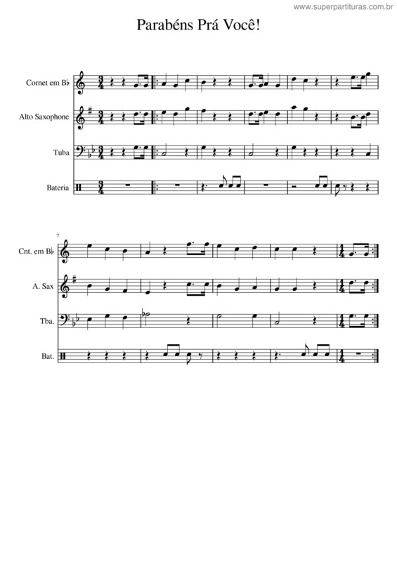 Partitura da música Parabens v.12