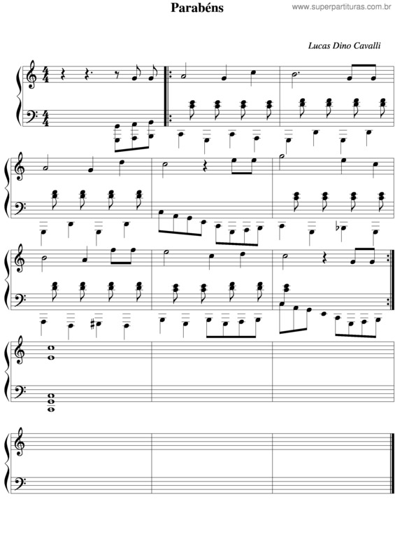 Partitura da música Parabéns v.2