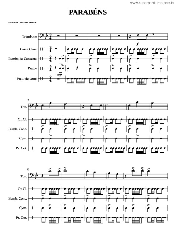 Partitura da música Parabéns v.8