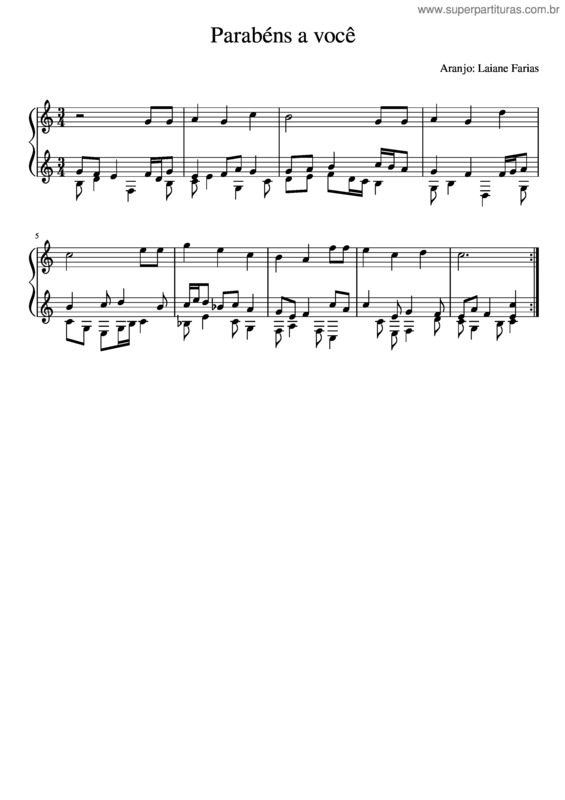 Partitura da música Parabéns v.9