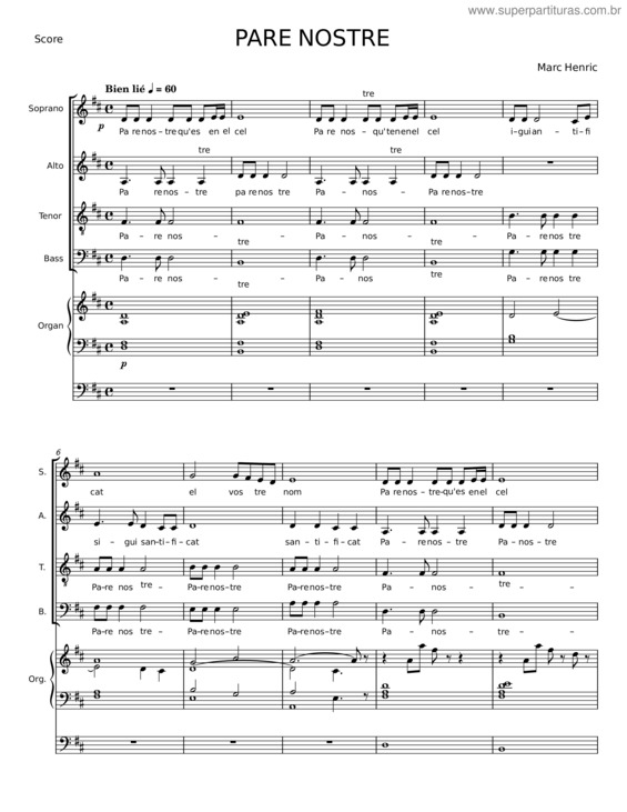 Partitura da música Pare Nostre v.2