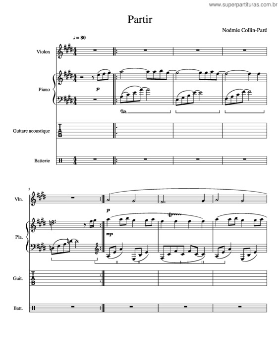 Partitura da música Partir