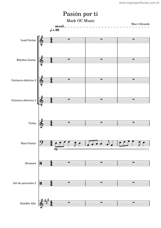 Partitura da música Pasión Por Ti