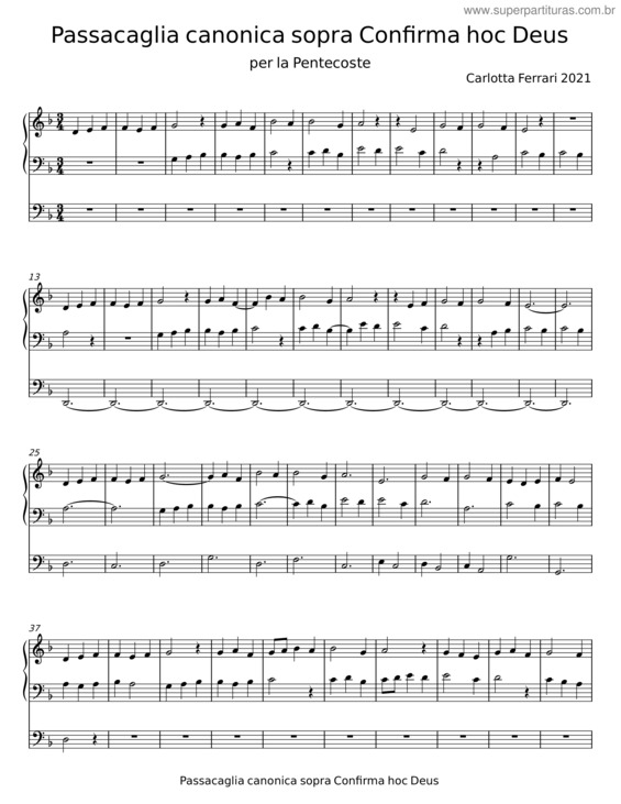 Partitura da música Passacaglia Canonica Sopra Confirma Hoc Deus