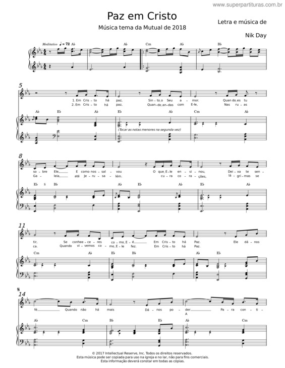 Partitura da música Paz Em Cristo