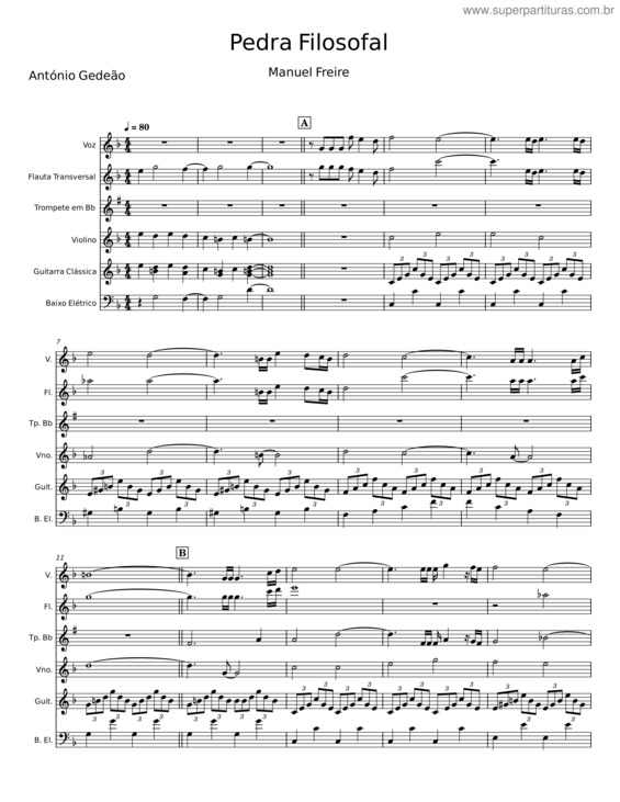 Partitura da música Pedra Filosofal v.2