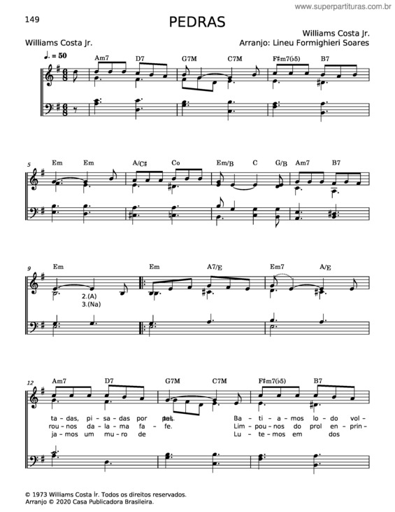 Partitura da música Pedras