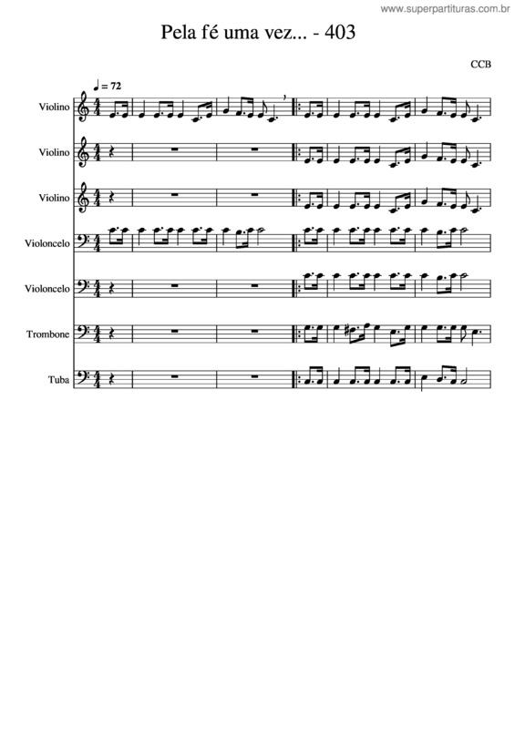 Partitura da música Pela Fé Uma Vez...