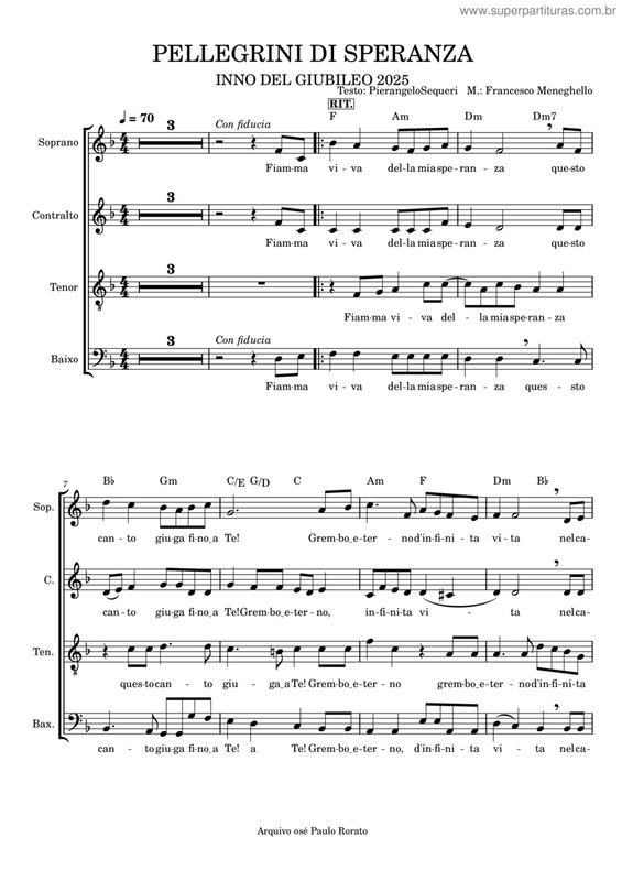 Partitura da música Pellegrini